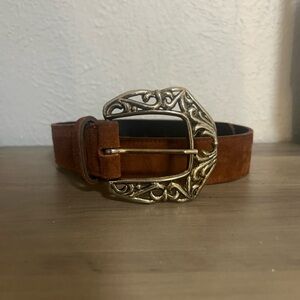 Jacqueline Ferrar Brown Suede Belt with Gold Buckle
